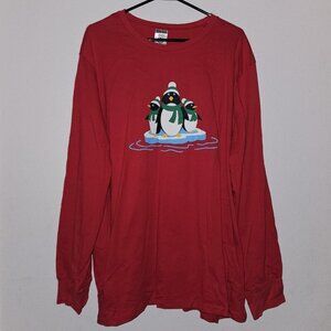 NEW Mad Dog Concepts Red Long Sleeve Tee Pajama SHIRT ONLY Penguins Men's XL